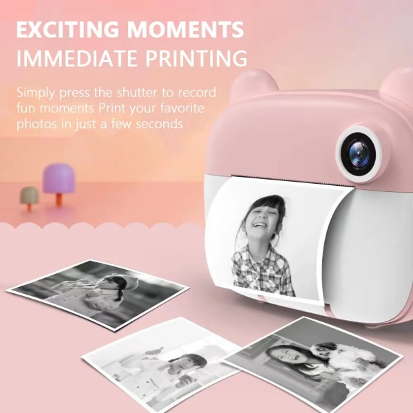 Barn Digitalkamera Instant Print för barn Thermal Print Kamera Omedelbar fotoutskrift Kamera Videoleksaker + 32G minneskort Blue