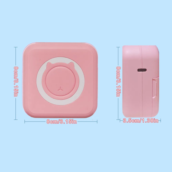 Mini Pocket Printer Sticker Etikettskrivare Bläckfri Bluetooth trådlös thermal skrivare Notera Fotoutskrift Bärbar skrivare Office Full Pink