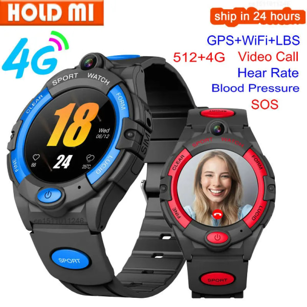 4G GPS Barn Smart Watch Pojkar Flickor Vattentät 2 Way Call Kamera Röst Videochatt SOS WiFi Telefon Watch Födelsedagspresenter T5S black Asia Version