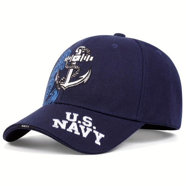 2st US Navy Broderi Baseball Cap Unisex Enfärgad Casual Dad Hat Lättvikts justerbara solhattar Kvinnor Män Navy Blue One Size Fits All