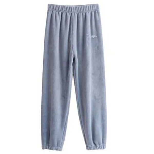 Syksy Talvi Lämmin Flanelli Fleece Naisten Pyjamasetit Paksu Koralli Sametti Pitkähihainen Piirretty Yöasu Ohut Flanelli Asetus Pyjama pants-blue S