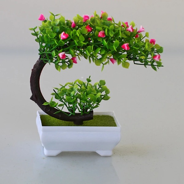 Simuleret Bonsai Træ Mini Plastik Pottede Planter Kunstig Plante Bonsai Sakura Snebold Træ Have Arrangement Bord Dekoration A2