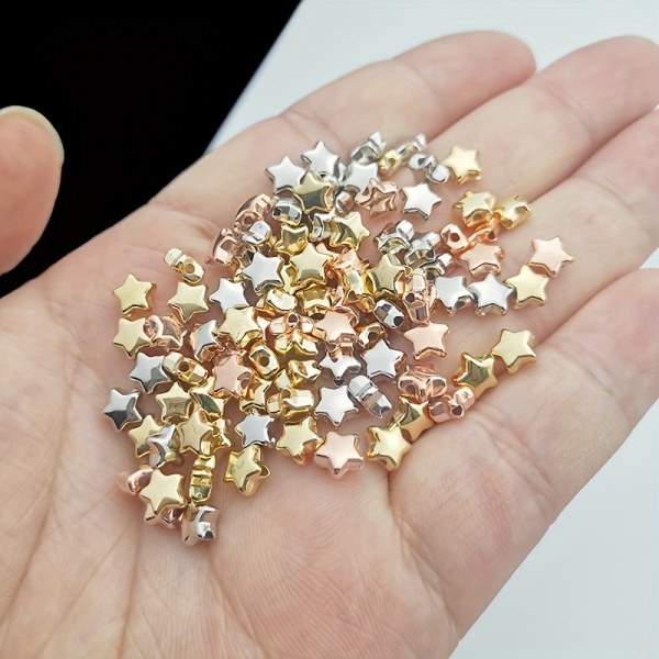 200 st 6 mm stjärnform CCB-pärlor Lösa distanspärlor för gör-det-själv Armband Halsband Handgjorda smyckentillbehör rose gold(200pcs)