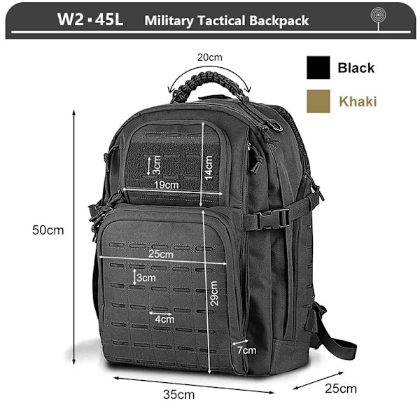 Taktisk Rygsæk 3 Dages Assault Pack Molle Taske 38/45L Stor Udendørs Vandtæt Vandring Camping Rejse 600D Rygsæk Mænd Fiskeri W1 ACU