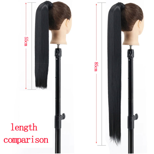 Lisi Girl Syntetiska Hår 22''34'' Lång Rak Ponytail Wrap Runt Ponytail Clip I Hår Extensions Svarta Hair Huvudkläder D13-12T613 22Inches  55cm