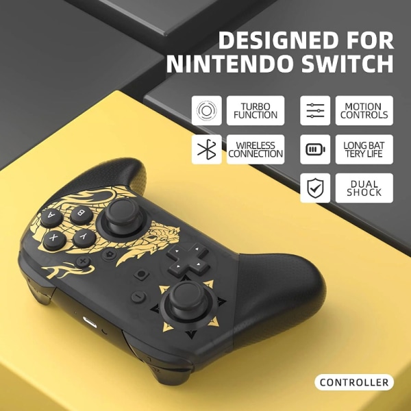 Trådlös handkontroll Monster Hunter Rise Sunbreak kompatibel med Switch/Switch Lite/Switch OLED, fjärrstyrd joystick Gamepad Support Turbo white