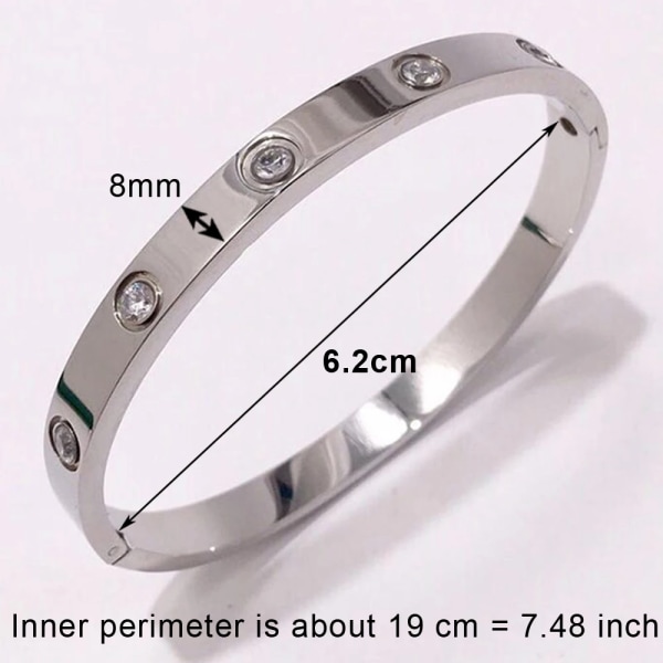 Trendiga kristallarmband för kvinnor Modearmband Titanium Love Pulseiras Armband i rostfritt stål Feminina Smycken Present Titanium -8mm