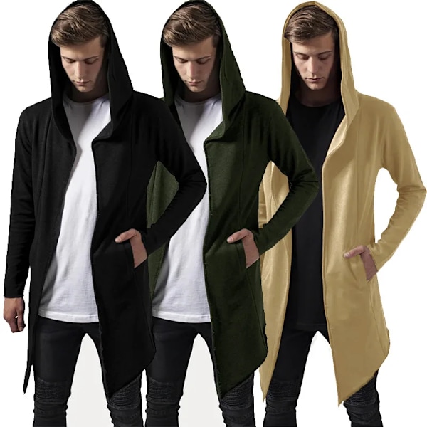 Herre Hætte Cardigan Trenchcoat Streetwear Ensfarvet Hætte Vindjakke Med Efterår/Vinter Jakker Herre Trenchcoat 2024 Image Color XXL