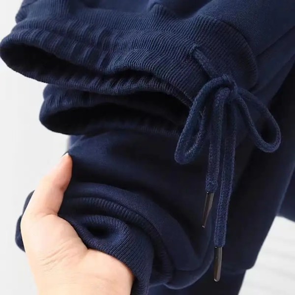 Mænds Fløjl Jogging Bukser Bomuld Solid Elastisk Talje Streetwear Joggers Baggy Bukser Trendy Ren Farve Simm Koreanske Lange Bukser Blue XL  55-65KG