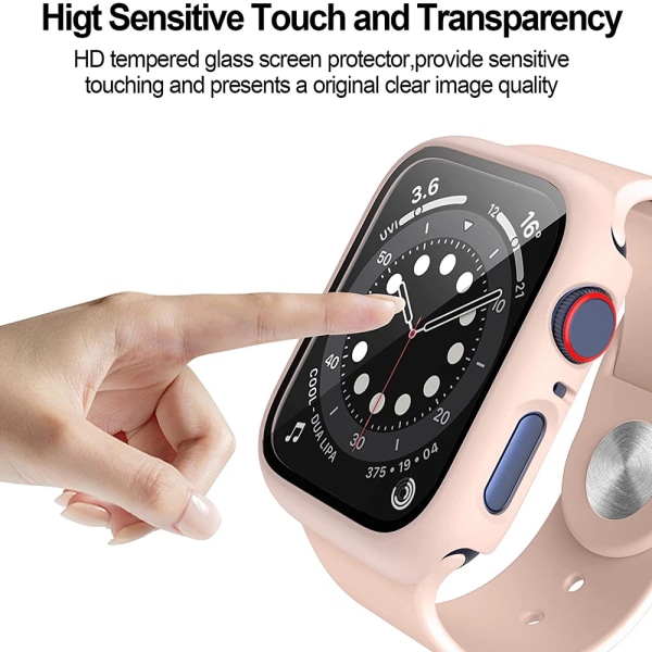 Case för Apple Watch Series 8 7 6 SE 5 4 3 44 mm 40 mm 45 mm iwatch 42 mm 38 mm glas+ cover Apple watch Tillbehör Black 45mm series 7 8