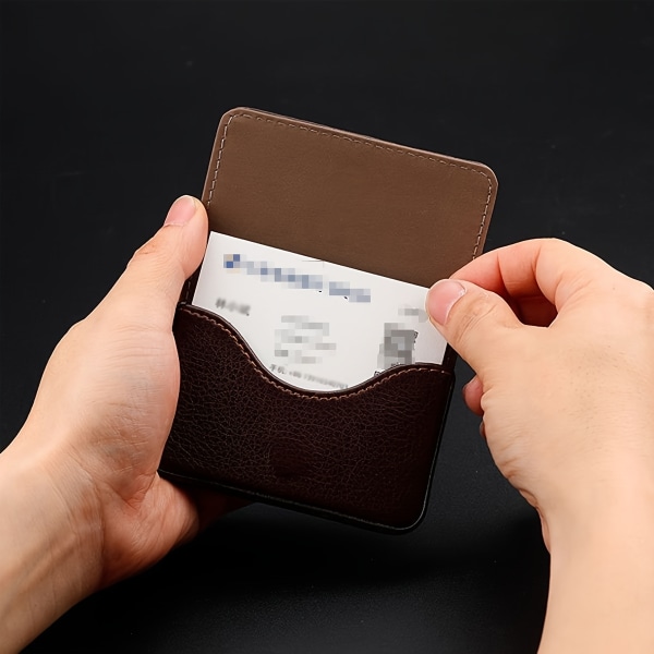 Stor kapacitet Casual Visitkort Box Kortväska Litchi-mönster Visitkortshållare i konstläder Bank Kreditkortsväska Black