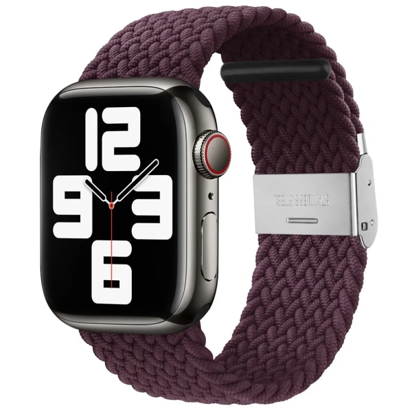 Flätad Solo Loop För Apple Watch ultraband 49mm 45mm-40-41mm-44mm Nylon Elastiskt armband iWatch series 9 8 se 6 7 5 4 3 band Dark Cherry 31 38mm or 40mm 41MM