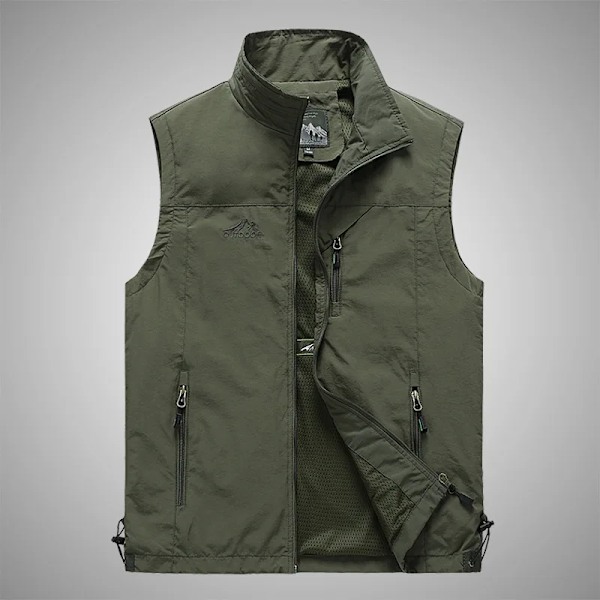 FGKKS Forår Ny Mænd Veste Udendørs Fritid Ensfarvet Vest Ung Midaldrende Fotografering Fiskeri Casual Vest Jakke Mand Army Green XL