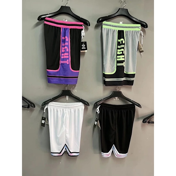 Basket Shorts Andas Svett Sport Running Shorts Utomhus Sport Fitness Korta Byxor Loose Beach Shorts Med Zi P Pocketname 217 black 3XL