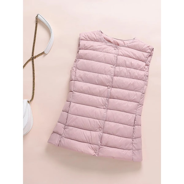 Ultralätt Dunväst för Kvinnor 0-10℃, Nyhet Höst/Vinter 2024, Dam Ankdunväst, Puffer, Fjäderstoppad, Ärmlös, Varma Jackor Pink blue XXL(98cm bust)