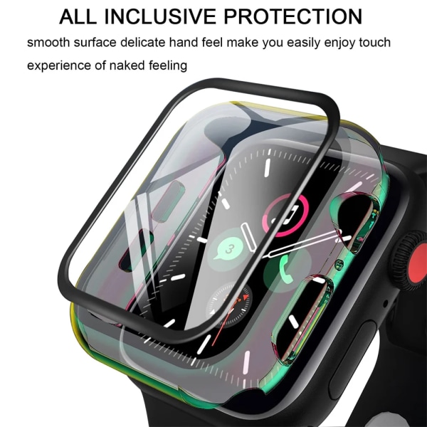 Glas+ cover För Apple Watch Case 44mm 40mm 42-41mm 45mm Bumper Screen Protector apple watch series 9 8 7 6 5 4 3 se Tillbehör E Black 35 Series 321 42MM