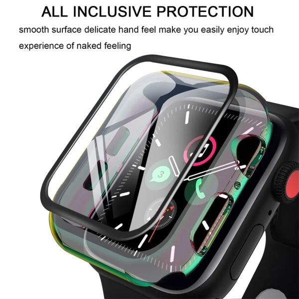 Glas+ cover För Apple Watch Case 44mm 40mm 42-41mm 45mm Bumper Screen Protector apple watch series 9 8 7 6 5 4 3 se Tillbehör E Pride 37 Series 321 42MM