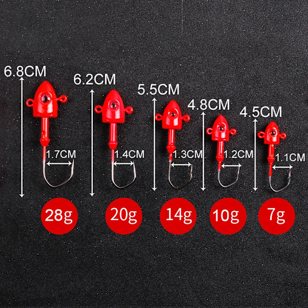 2 kpl Jig-kalastuskoukku 7G 11G 14G 21G 28G Kalastuskoukku Teräskoukku 3D Punaiset silmät Suolavesi Pyyntiväline Luminous 2PCS 7G