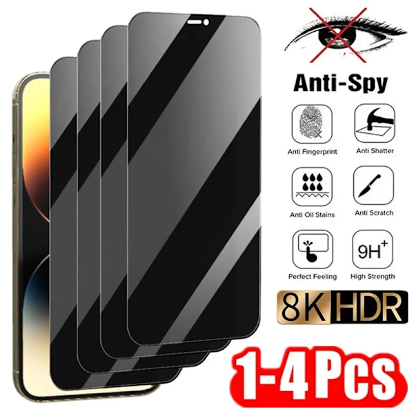 1-4 kpl Näytönsuojat iPhone 14 13 11 12 Pro Max Mini 7 8 Plus Anti-Spy Suojattu Lasi S iPhone 15 Xr Xs Max 1PCS Privacy Glass