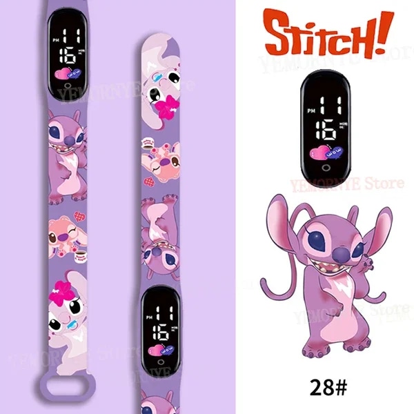 Disney Stitch Digitale Børneure Animefigurer LED Lysende Ur Berøring Vandafvisende Elektronisk Sportsur Børnefødselsdagsgave Dark pink