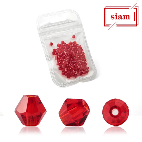 Engros 1000 stk Store Farverige 4mm Bicone Krystalperler Glasperler Løse Spacer Perler Armbånd Smykkefremstilling Tilbehør siam 4mm 1000pcs