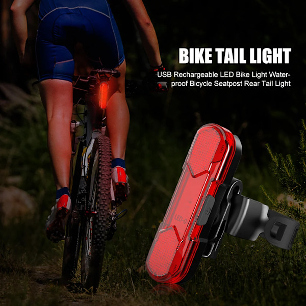 USB-laddningsbar LED-cykellampa säkerhetsvarningscykel bakljus vattentät cykelsadelstolpe cykling bakljus röd blå vit red 1PC