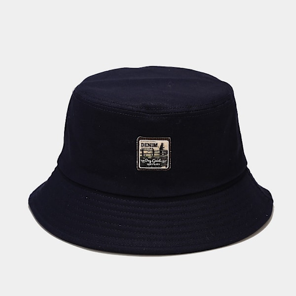 Hatt För Kvinnor Trendigt Våren Nya Retro Labeling Bucket Hatt Koreansk Stil Alla Matchande Sun Hat Trendy Men Street Hip-Hop Bucket Hatt Navy Blue M（56-58cm）