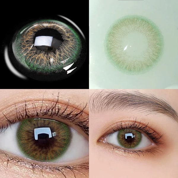 2Pieces Färgade Kontaktlinser Bueatiful Pupill Färg Cirkel Lens Green Iris Föreskrifter Årlig Naturlig Färgade Konta T Iris Green 14mm 175