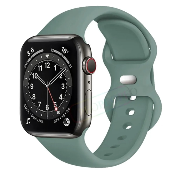 Silikonrem för Apple Watch Band 44mm 40mm 45mm 42-38-41mm original 1:1 armband iwatch series 8 7 se 3 4 5 6 9 ultra 2 49mm 48 Pine green 38mm-40mm-41mm M-L
