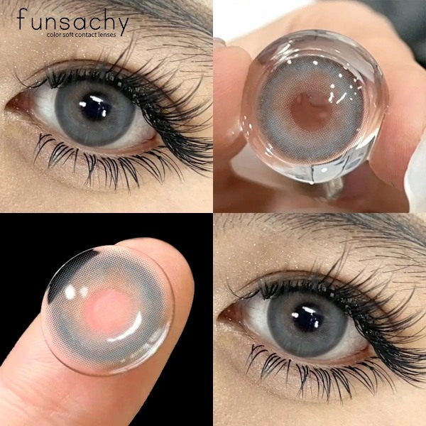 Funsachy Färg Kontaktlinser För Ögon 1 Par Grå Mode Kosmetiska Linser Gröna Elever Gray Natural Eye Kontakt Kvinnor Ögonlins BANGKOK-BROWN 0