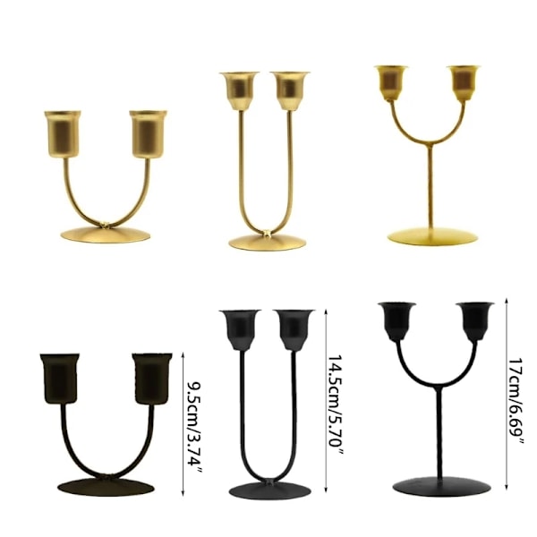 2 Arm Hållare Simple Metal Candelabra Candlestick Stand För Bröllop Party Kvinnors Sovrum / Matbord Dekoration Trevlig Gåva gold small u