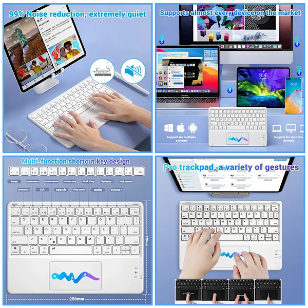 Kawaii Trackpad Trådlöst Tangentbord För Ios Android Windows Tablet För Ipad Air 4 Mini Pro Spanska Arabiska Koreanska Ryska Nyckeln Bod combination English