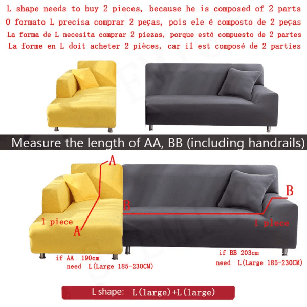 1/2/3/4 Säten soffa Cover Vattentätt Elastiskt hörnsofföverdrag L-formad cover Skyddsbänk Cover tunt tyg BEIGE XLarge(235-300cm)1pc