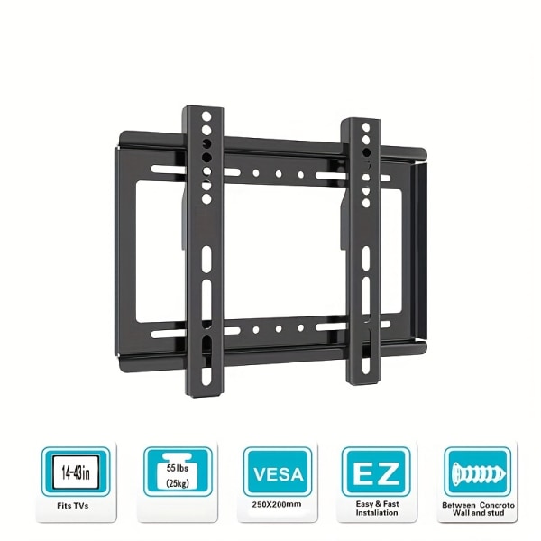 1st TV-väggfäste, lågprofil fast för 33,02-109,22 cm LED-, LCD- och plasma-TV plattskärm 35,56-109,22 cm Universal TV-ställ