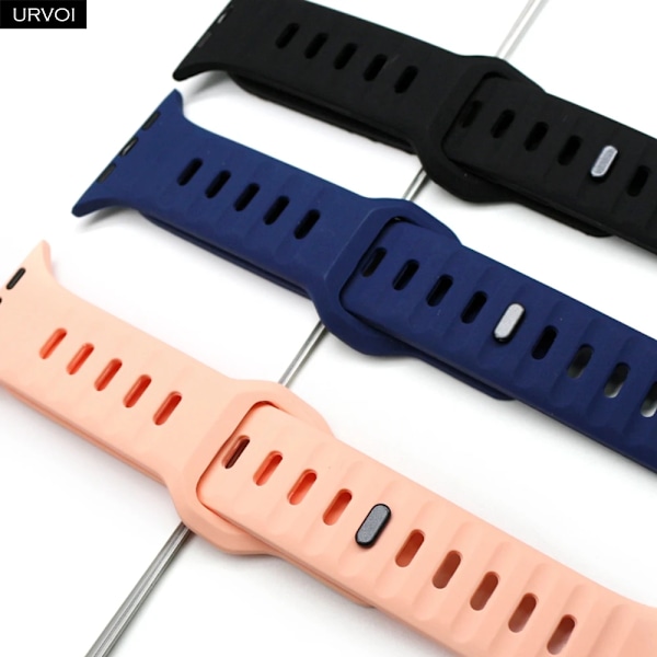 Urvoi Silikonband För Apple Watch Ultra 2 Series 9 8 7 6 Se 54321 Rem För Iwatch 41 45 49Mm Andningsbar Stift Stängning Och Stängning High Volta 38mm 40mm 41mm