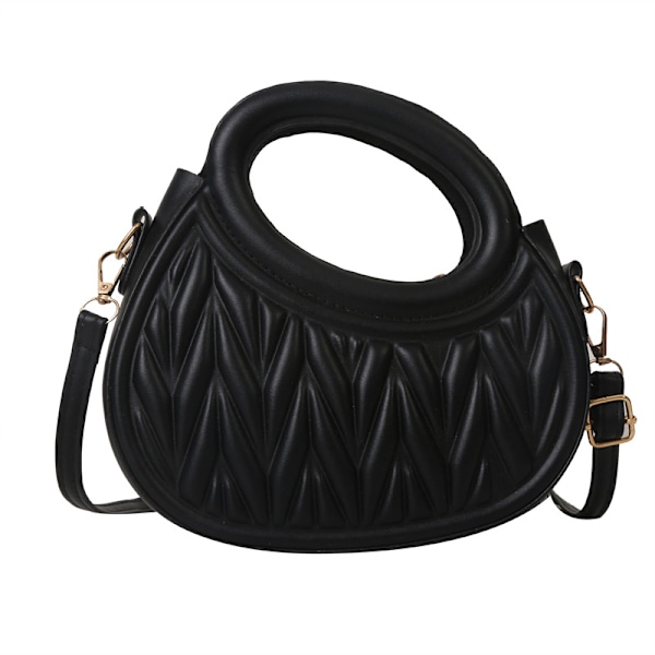 Cross-Border Miumiu Taske Kvinde 2024 Ny Stilful Tekstureret New Moon Taske Trendy Match Niche Bærbar Skuldertaske Black