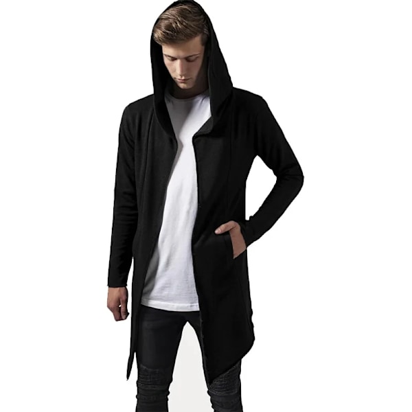 Herre Trench Unisex Casual Open Stitch Huvad Lang Frakke Cape Coat Hip Hop Mænd Solid Loose Trenchcoat Gå Lang Jakke Black S