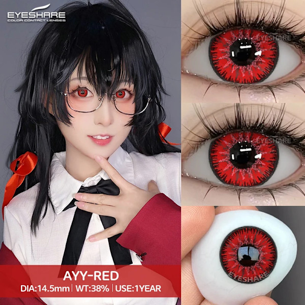 Eyeshare Halloween Färgade Kontaktlinser För Cosplay Red Anime Eyes Lensor Ay Serie Blå Linser Makeup Kontakt Färglins PURE-WHITE