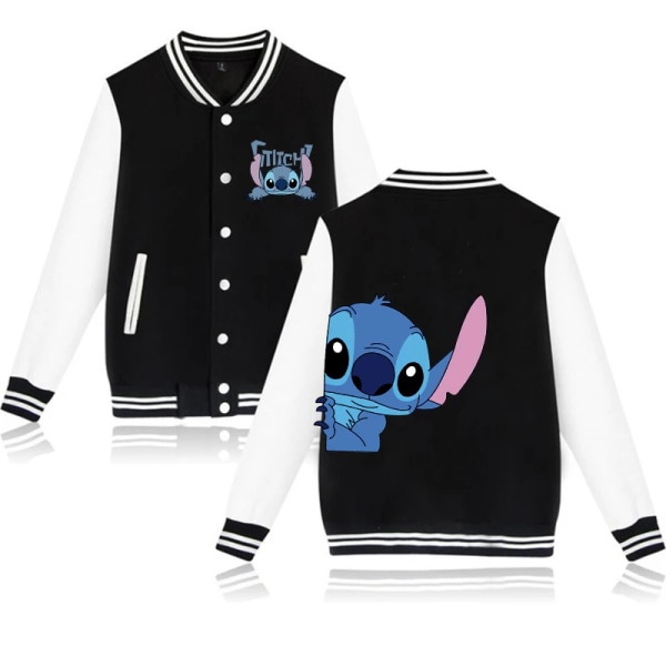 90s Hoodie Lilo Stitch Baseballjacka Herr Dam Sweatshirt Barn Pojkar Flickor Harajuku Jackor Streetwear Collegerockar Y2k 59005 M