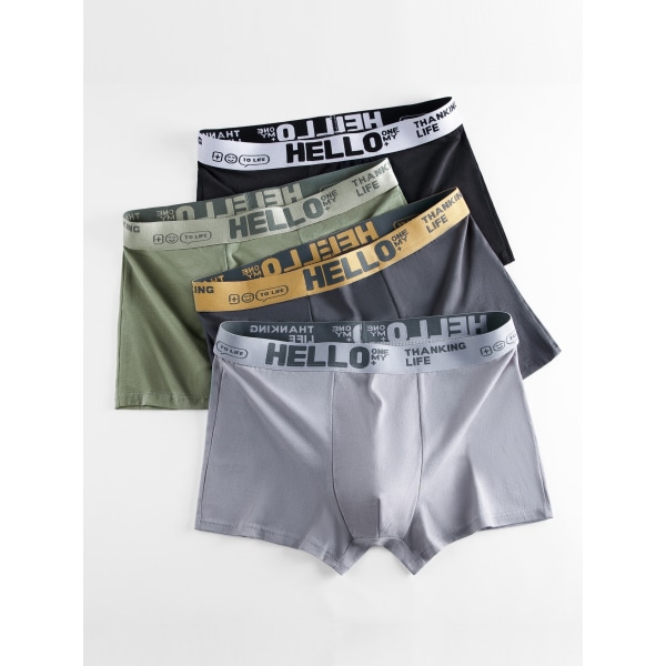 4pack Herr bomull Andas bekväma boxer Underkläder Slate Grey S(46)