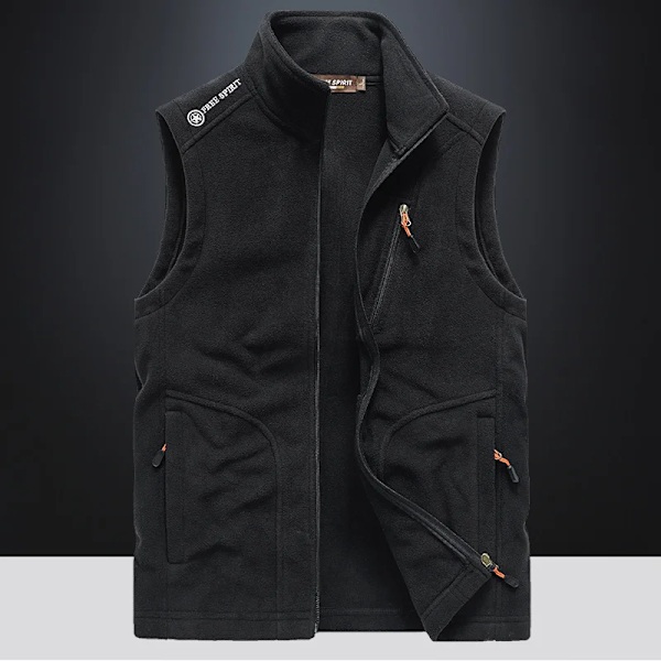 Stående Krave Veste Mænds Efterår Og Vinter Varme Dobbeltsidet Fløjl Ærmeløs Jakke Casual Vindtæt Vest Fleece Camisole black L  55-65KG