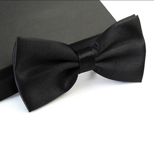1st enfärgad justerbar formell slips för män, bröllopsfluga, vuxen gentleman business fluga, monokrom fluga Black