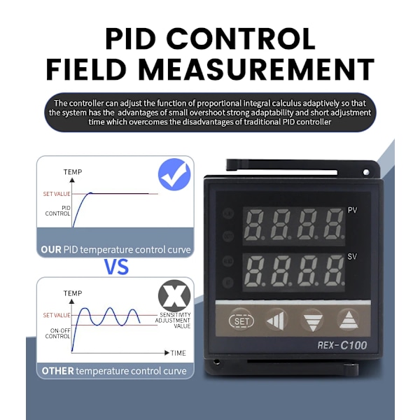 REX-C100 Digital PID Temperaturregulator REX C100 termostat 0-400℃+ 40DA SSR Relä+ K-typ skruvtemperaturgivare termoelement 1m 1 set without base