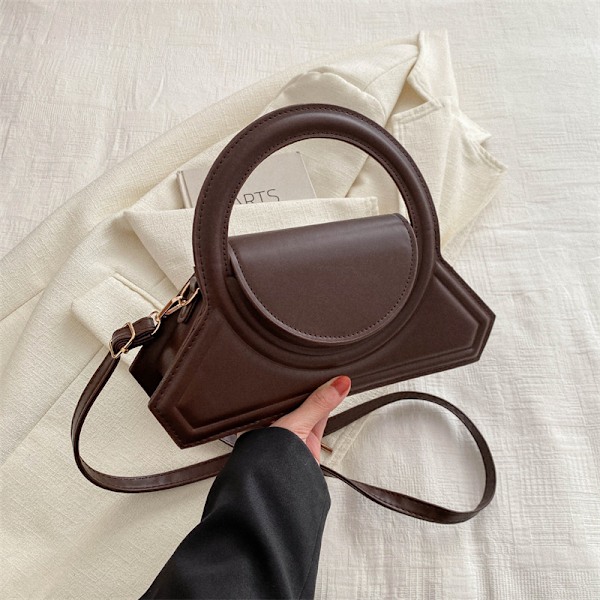 Solid Färg Trendy Design Personaliserad Handväska Kvinna 2024 Ny Vinter Fashionable Retro Enkel Axelpåsa Black