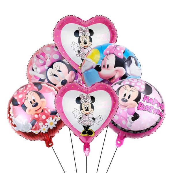 18 tum Musse Pigg Folie Ballong Festtillbehör Rosa Minnie Party Ballong för bröllopsfödelsedagsfest Barnleksak Baby Shower Style F 18inch