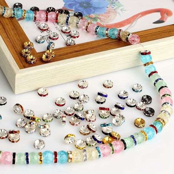 700 st distanspärlor, kristallpärlor, strasspärlor, smyckenstillverkning smyckenspärlor, armbandshänge, 10 färger (6 mm-10 färger)