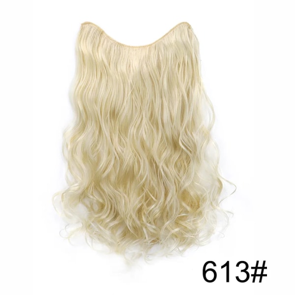 20 tum lång lockigt vågig 4 clips V-formad klämma i ett stycke i hårförlängningar Syntetiska bruna blonda hårstycken för kvinnor 613