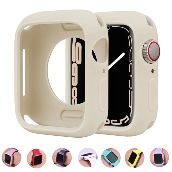 Mjukt case för Apple Watch 45mm 41mm 40mm 44mm 42mm 38mm Bumper Cover Protection Shell för iWatch Series 8 7 6 SE 5 4 3 Pink Sand Series456 SE 44MM