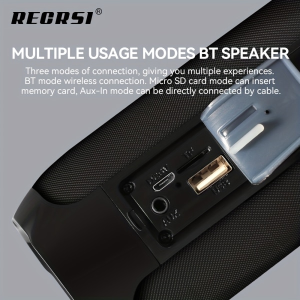 RECRSI trådlös högtalare, bärbar stereohögtalare med djup bas för USB/TF-kort/AUX, äkta trådlös stereohögtalare inomhus och utomhus Camouflage