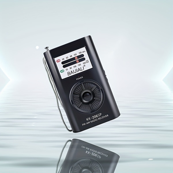 P12 Liten Multifunktionell Mini Radio Bärbar Retro Pointer Radio FM/AM Radio Svart Silver Black